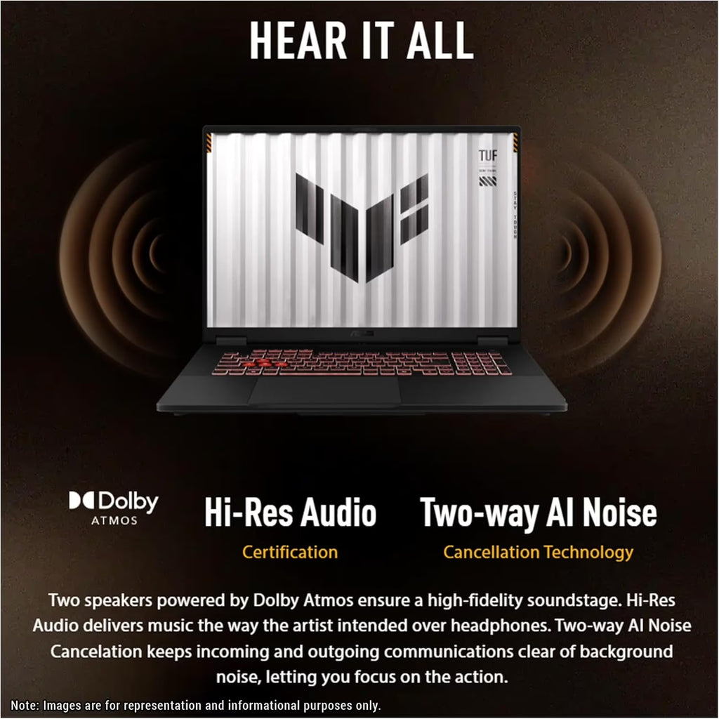TUF Gaming Laptop A18 Inch - NVIDIA RTX 5060 - AMD Ryzen 7 260 Beat I9-13905H - 18" WUXGA Display 144Hz - 32GB RAM - 2TB Pcie SSD -RGB Backlit Keyboard - Thunderbolt 4 - FHD Camera - Windows 11