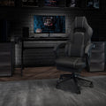 Black/Gray Ergonomic Gaming Chair -Recline Back/Arms, Footrest, Massaging Lumbar