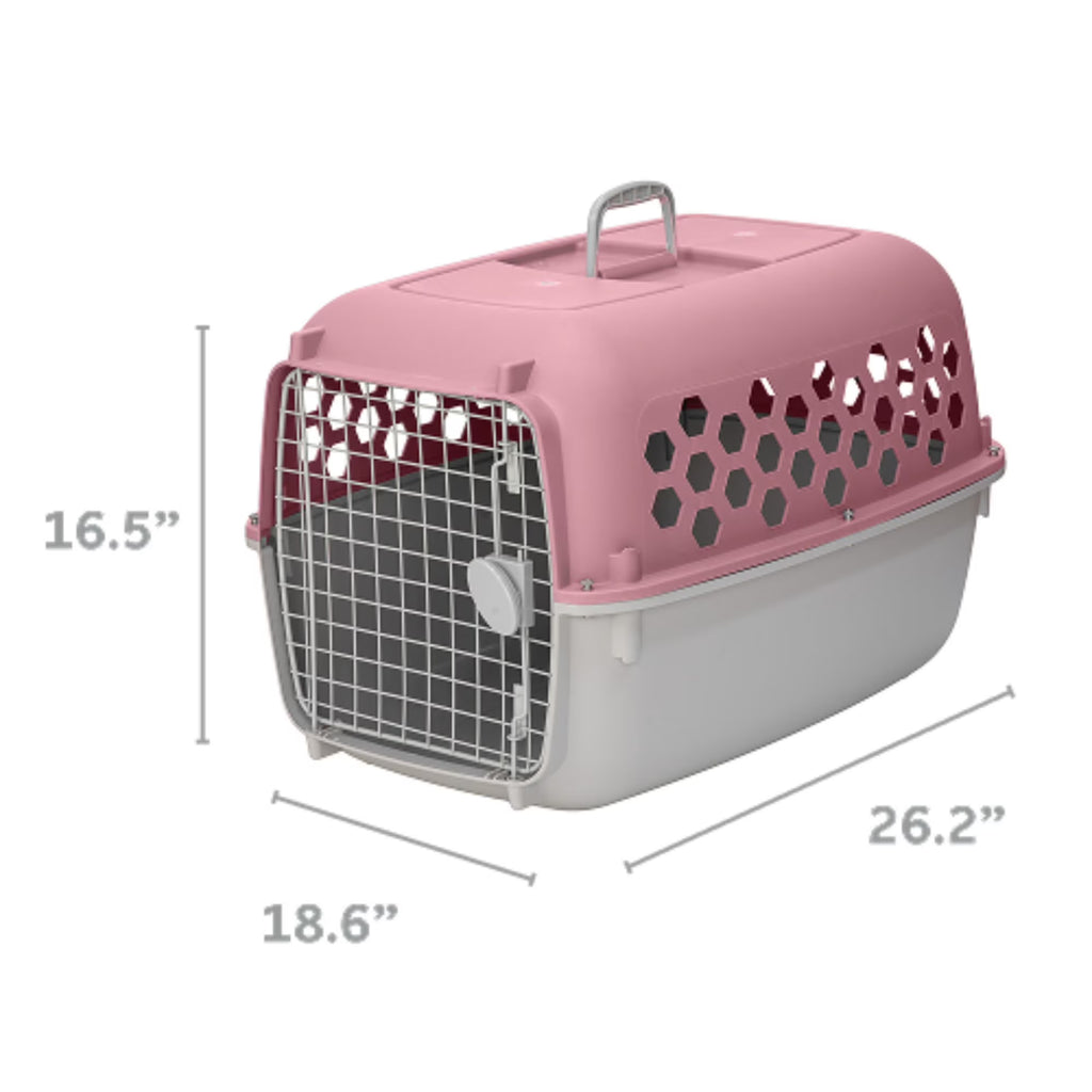26" Plastic Portable Kennel for Dogs, Pink