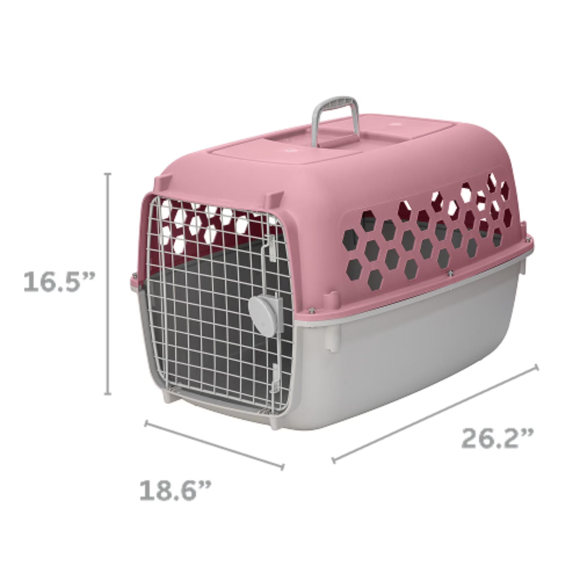 26" Plastic Portable Kennel for Dogs, Pink