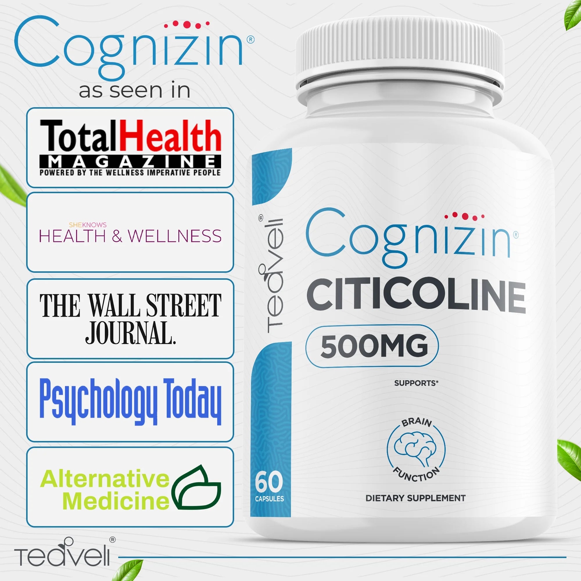 Cognizin Citicoline- 500Mg CDP Choline Capsules- 60 Servings