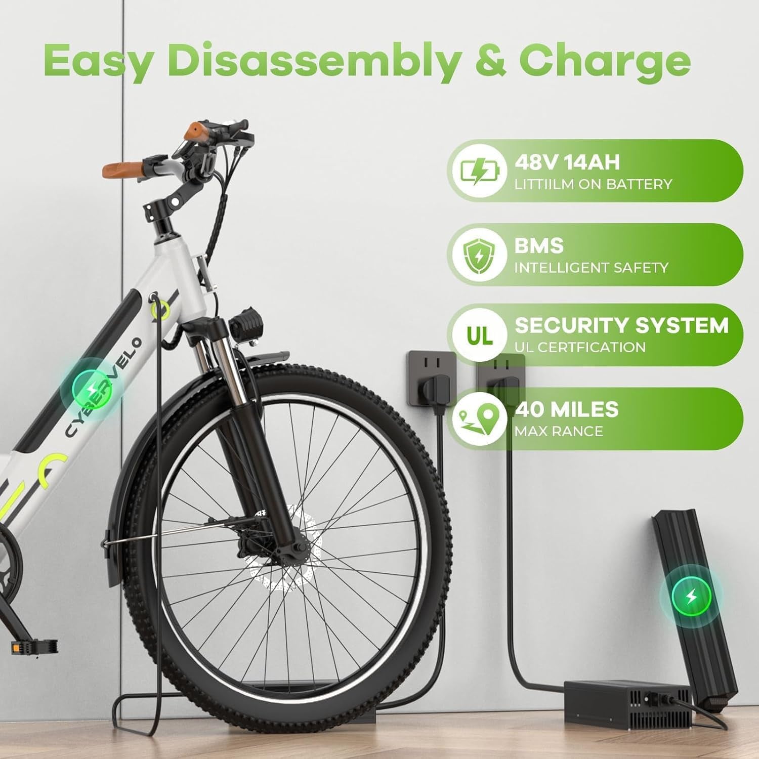 26" Electric Bike for Adult,1000W Peak, up 80 Miles Removable Battery Ebike,Adult Electric Bicycles for All Terrain,Men Women Ebike, 7-Speed