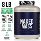 Naked Mass - Natural Weight Gainer Protein Powder - 8 LB Bulk, GMO Free, Gluten Free & Soy Free. No Artificial Ingredients - 1,250 Calories per Serving