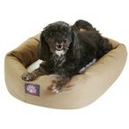 Sherpa Poly/Cotton Bagel Pet Bed for Dogs, Calming Dog Bed Washable, Small, Khaki