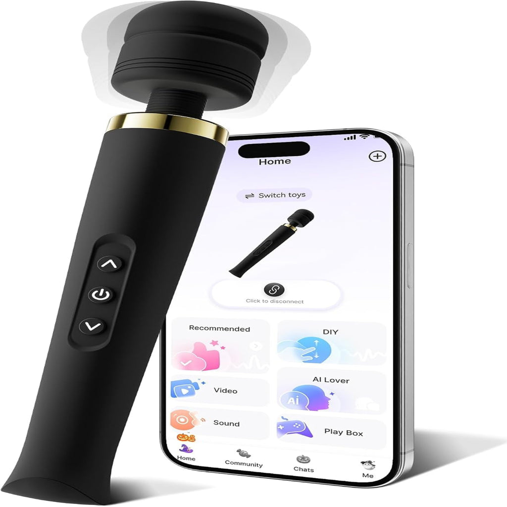 Premium Massager Tools for Beginners Ai-Sync App Control Body Massager with 8 Speeds & 5 Modes, 360° Head Massager Waterproof Massager, Massage Wand for Women, Men, Couple