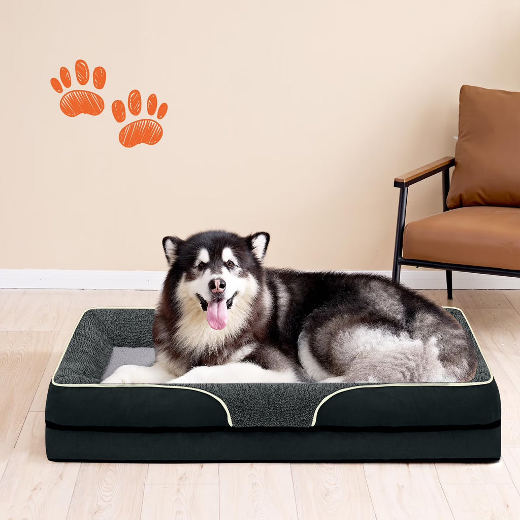 Dog Beds for Large Medium Small Dogs Orthopedic Pet Bed Sofa Supportive Egg Crate Foam Animal Couch with Removable Washable Cover Non Skid Bottom S to XL
