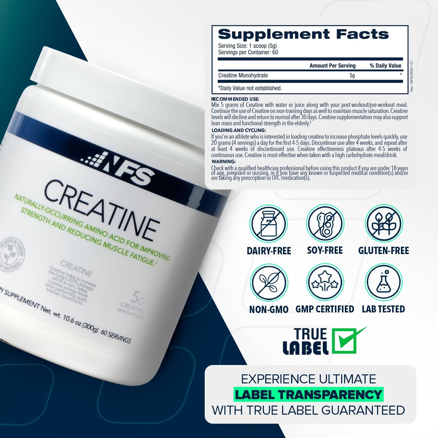 Micronized Creatine Monohydrate Powder, Unflavored, 30 Servings, 150G