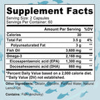 Omega 3 Fish Oil - for Nervous System, Skin and Hair Health, Antioxidants - Easy to Swallow