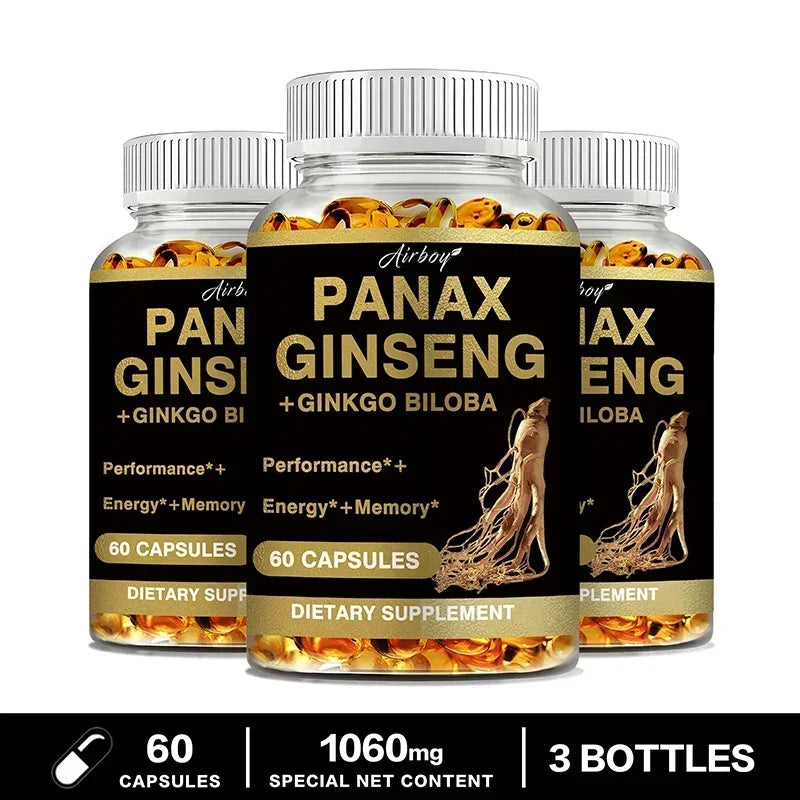 Panax Ginseng + Ginkgo Biloba - Improves Memory and Mental Performance,Immune Support, Maintain Overall Health