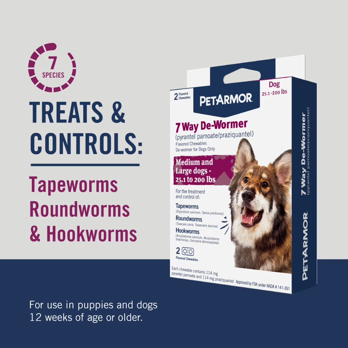 (2 Pack)  for Dogs 7 Way De-Wormer for Medium & Large Dogs