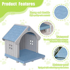 Easyup Dog House Resin Dog Kennel with Cute Elegant Design & Extended Elevated Floor, Dog Houses for Large Dogs outside Weatherproof for Indoor & Outdoor Use