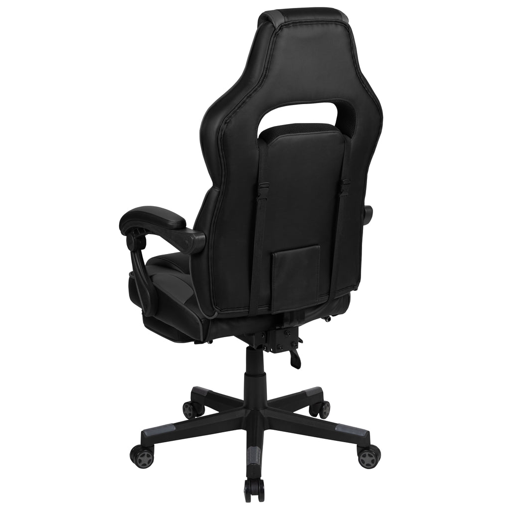 Black/Gray Ergonomic Gaming Chair -Recline Back/Arms, Footrest, Massaging Lumbar