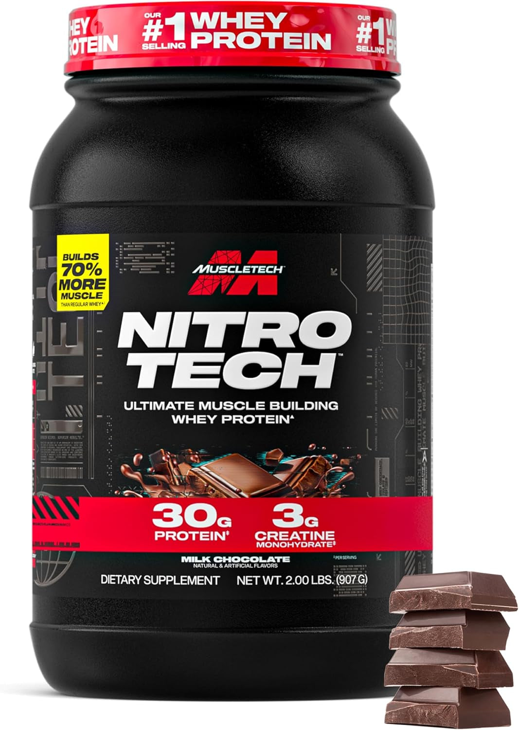 Whey Protein Powder (Strawberry, 4 Pound) - Nitro-Tech Ultimate Muscle Building Formula with Whey Protein Isolate - 30G of Protein, 3G of Creatine & 6.8G of BCAA - Packaging May Vary