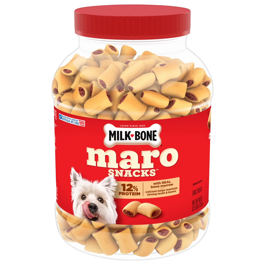 Marosnacks Small Dog Treats with Real Bone Marrow, Crunchy Dog Snacks, 40 Oz Canister