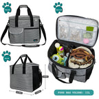 Dog Travel Bag, Travel Pet Bag Organizer, Dog Food Travel Bag with Food Container and Bowls, Dog Travel Supplies Gift Accessories for Weekend Camping, Dog Cat Diaper Bag (Stripe Black, Large)