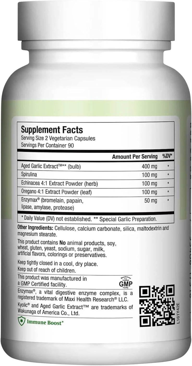 Maxi Health Maxi Biotic Aged Garlic Extract for Adults – Kyolic Garlic, Echinacea & Spirulina – 180 Caps