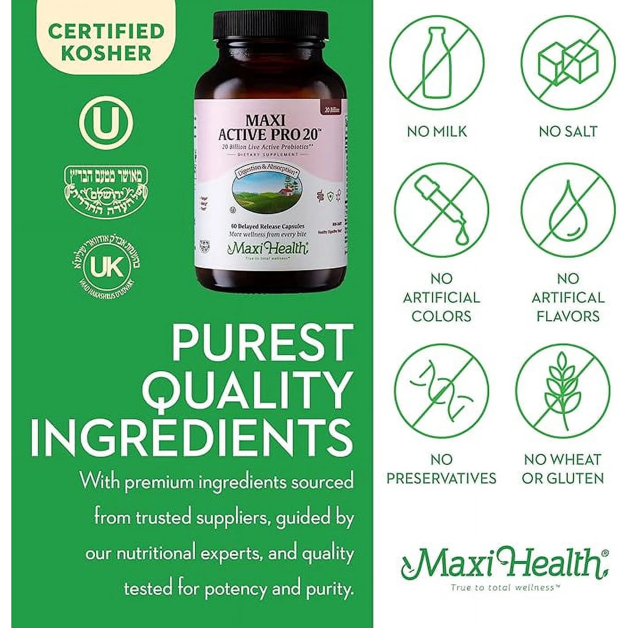 Active Pro 20 – Probiotics for Adults, 15 Strains, Digestive Health Support – 60 Capsules