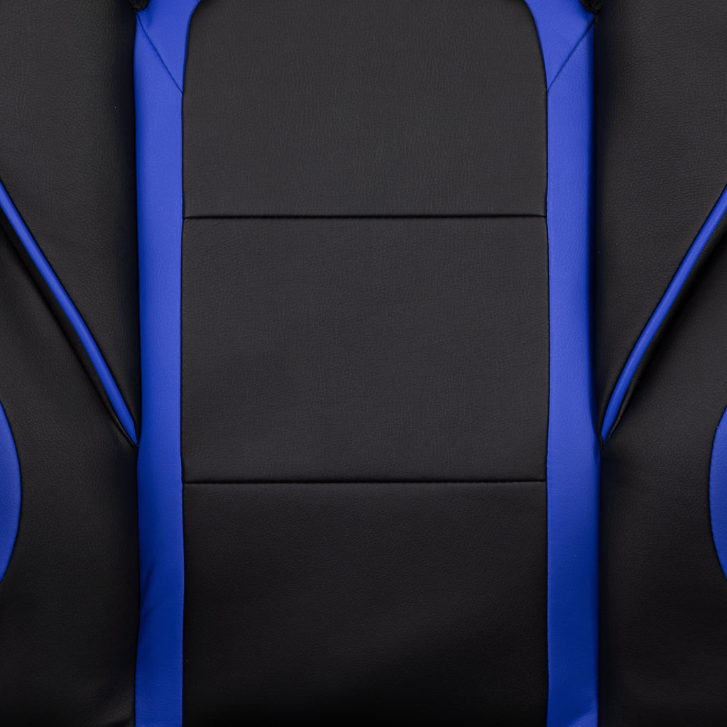 Black/Blue Ergonomic Gaming Chair -Recline Back/Arms, Footrest, Massaging Lumbar