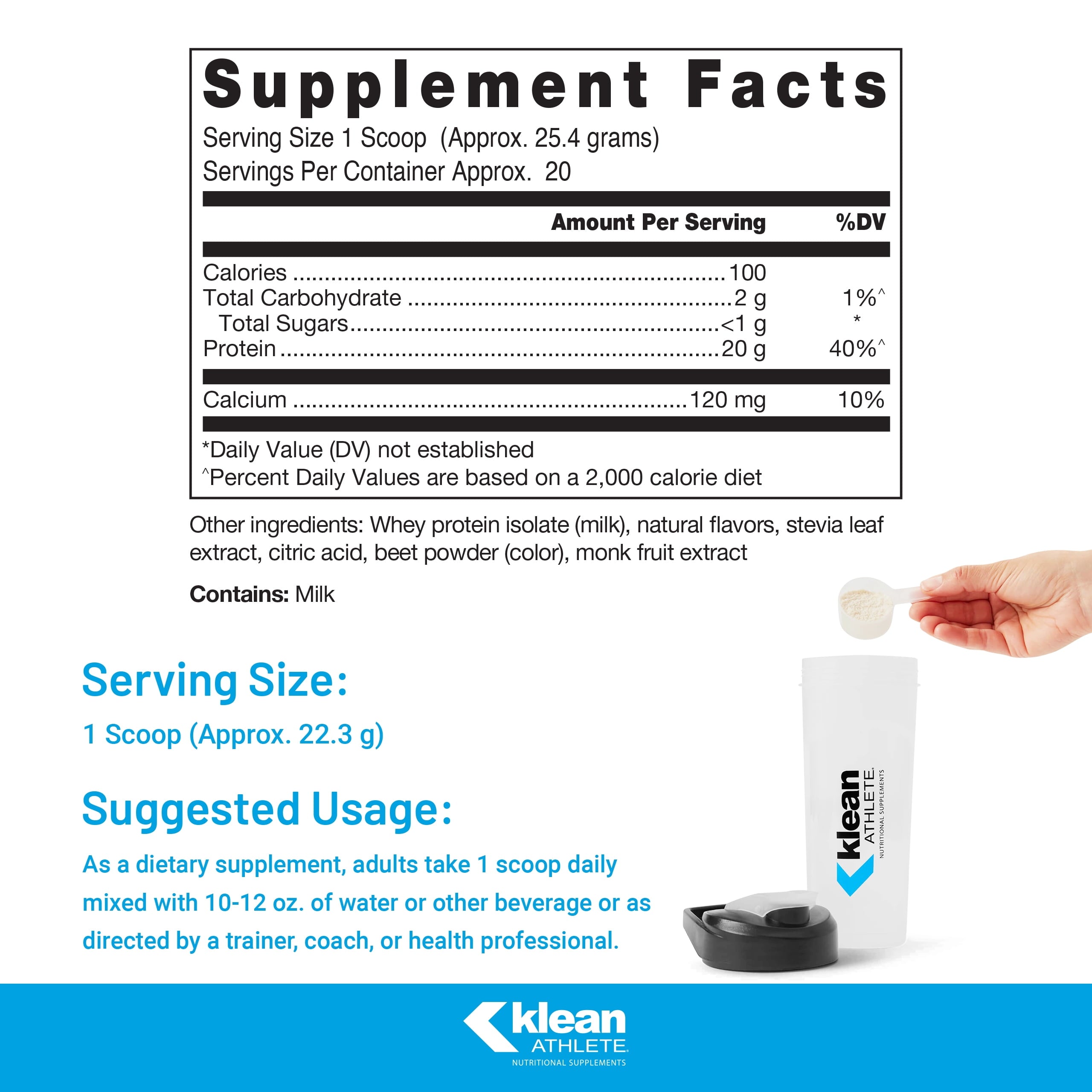 Klean Isolate | Whey Protein Isolate to Enhance Daily Protein and Amino Acid Intake for Muscle Integrity* | NSF Certified for Sport | 18 Ounces | Natural Strawberry Flavor