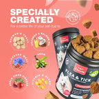 Dog Flea and Tick Treatment Chews - Flea and Tick Prevention for Dogs - Flea & Tick Chewables - Natural Dog Flea & Tick Control Soft Treats - Flea Chewables for Dogs - Immune Support Supplement