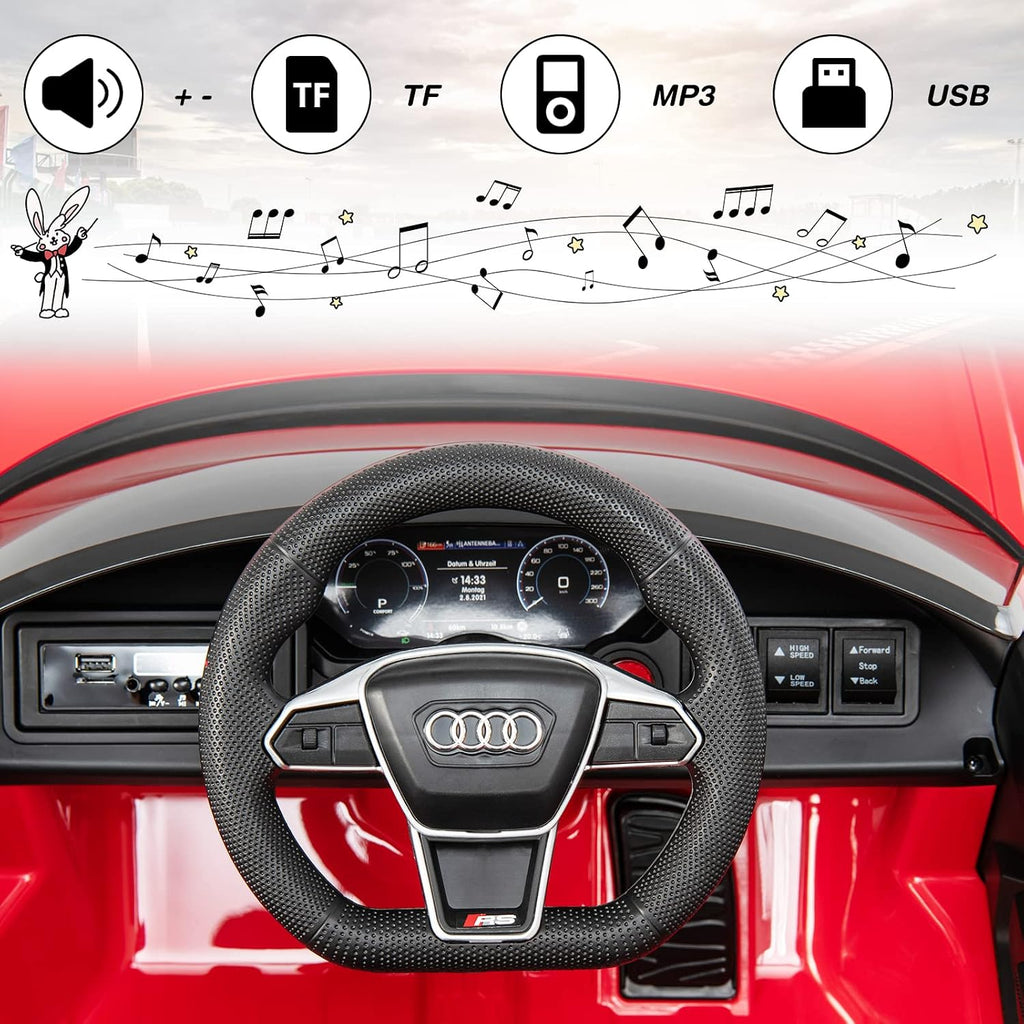 Kids Ride on Car, Licensed Audi RS E-Tron GT 12V Electric Vehicle with Remote Control, Battery Powered Toddlers Toy with Spring Suspension, Headlights, Music, MP3, USB, TF (Red)