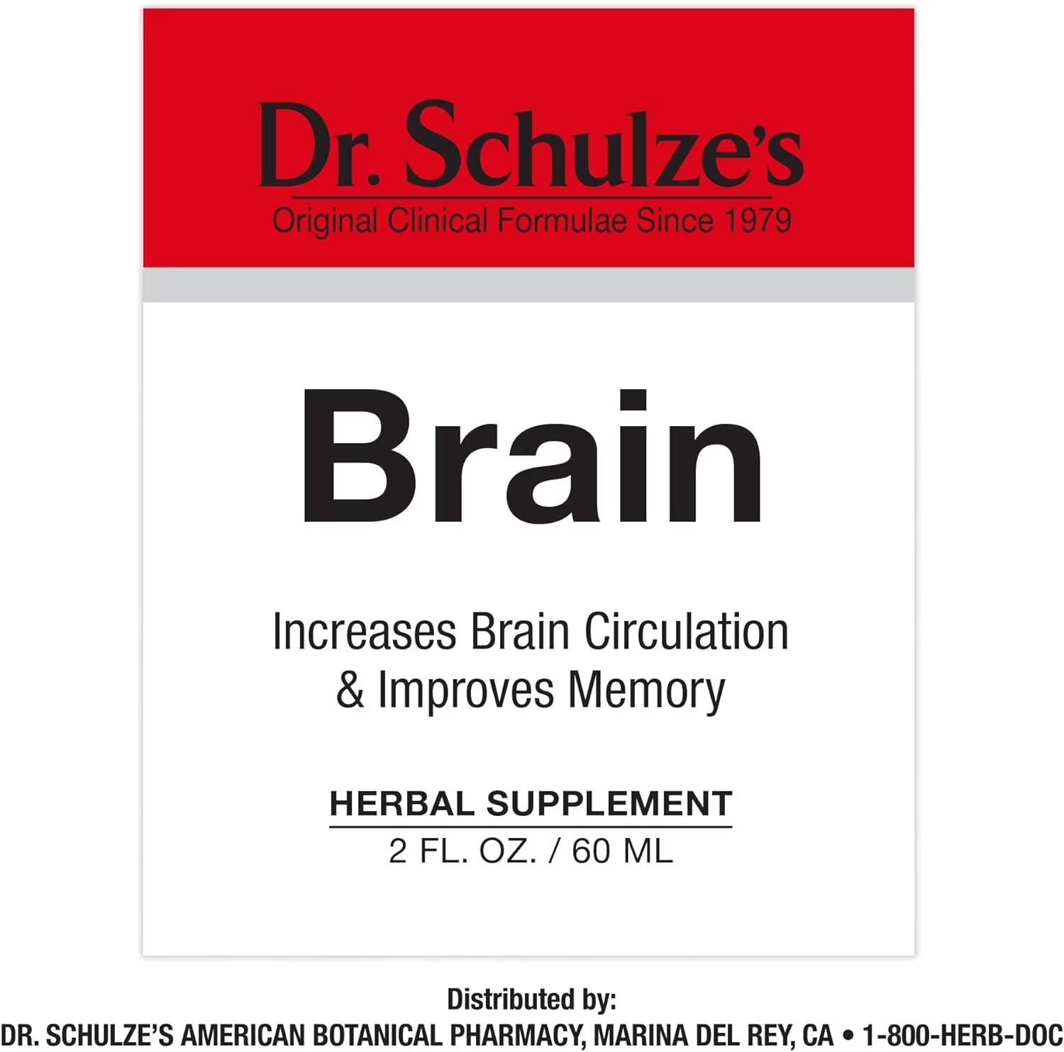 Dr.Schulze'S Brain Herbal Supplements with Ginkgo Biloba for Memory and Focus, Vegan,Stimulates Circulation 2 Oz.
