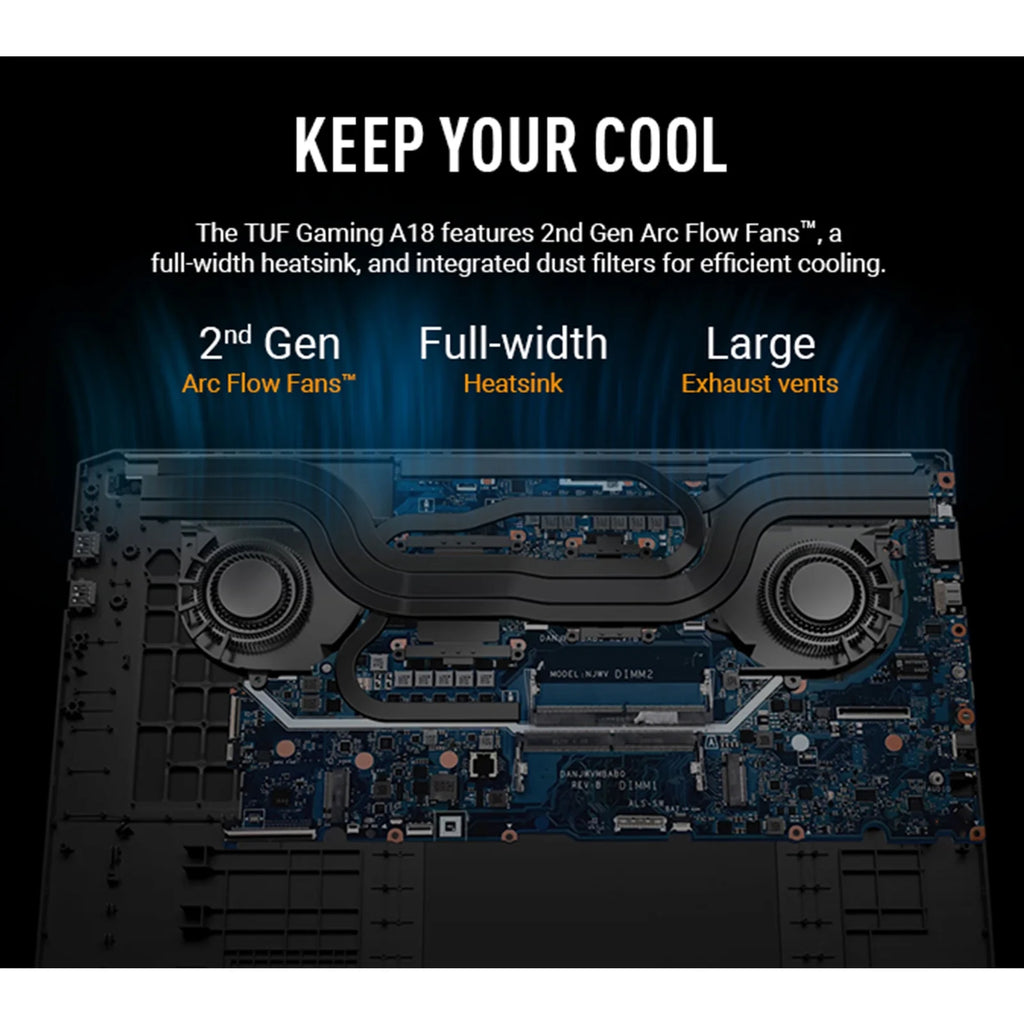TUF Gaming Laptop A18 Inch - NVIDIA RTX 5060 - AMD Ryzen 7 260 Beat I9-13905H - 18" WUXGA Display 144Hz - 32GB RAM - 2TB Pcie SSD -RGB Backlit Keyboard - Thunderbolt 4 - FHD Camera - Windows 11