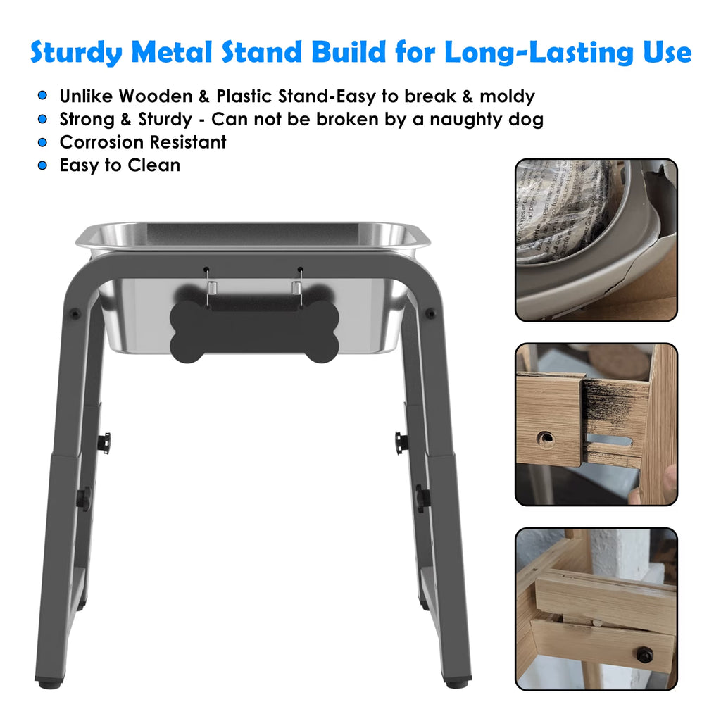 1.2 Gallon Elevated Dog Water Bowls for Large Dogs, 4 Adjustable Heights, Raised Dog Water Stand with Mat