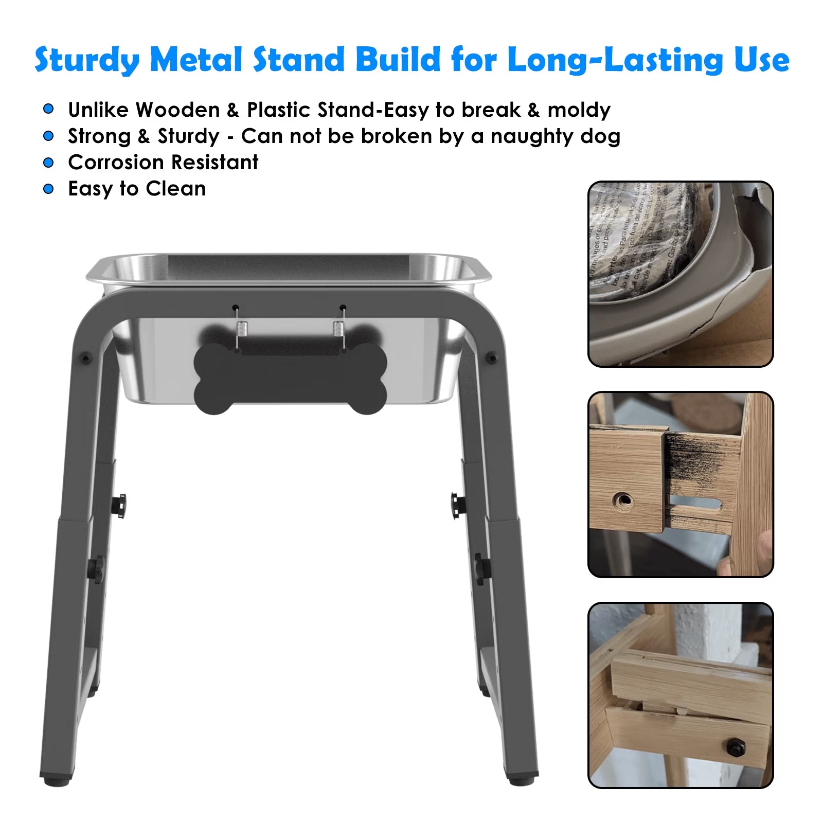 1.2 Gallon Elevated Dog Water Bowls for Large Dogs, 4 Adjustable Heights, Raised Dog Water Stand with Mat