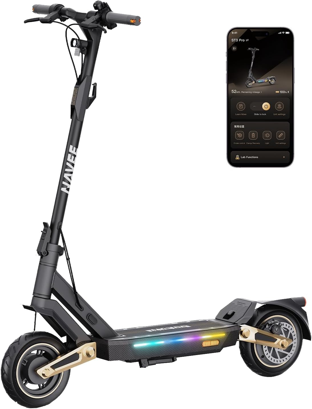 GT3/ST3/GT5 Series Electric Scooter, 20/25 MPH Top Speed, 30-55.9 Miles Max Range, 1000-1638W Motor with Dual Suspension, 10" Tires, Foldable for Adults Teens