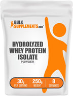 Bulksupplements Hydrolyzed Whey Protein Isolate Powder - Whey Protein Supplement, with Bcaas - Unflavored, 30G per Serving, 250G (8.8 Oz)