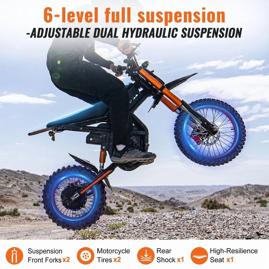 GT54 Electric Dirt Bike for Teens Adults,48V 27AH 37MPH Ebike with 14"/12" Motorcycle Tire,2000W Dual Hydraulic Brakes E Mountain Bike Off-Road UL2849