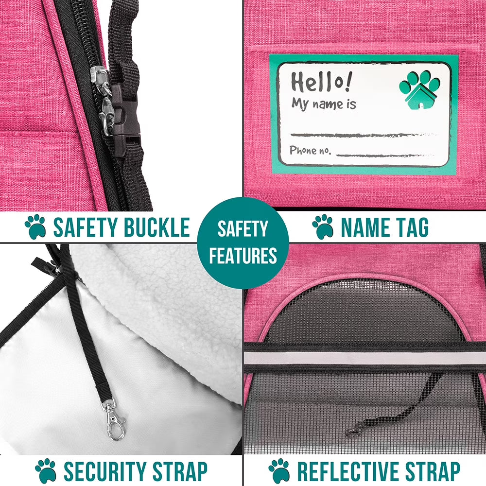 Airline Approved Pet Carrier for Cat, Soft Sided Dog Carrier for Small Dog, Cat Travel Supplies Accessories Indoor Cat, Ventilated Pet Carrying Bag Medium Large Kitten Puppy, Small Heather Pink