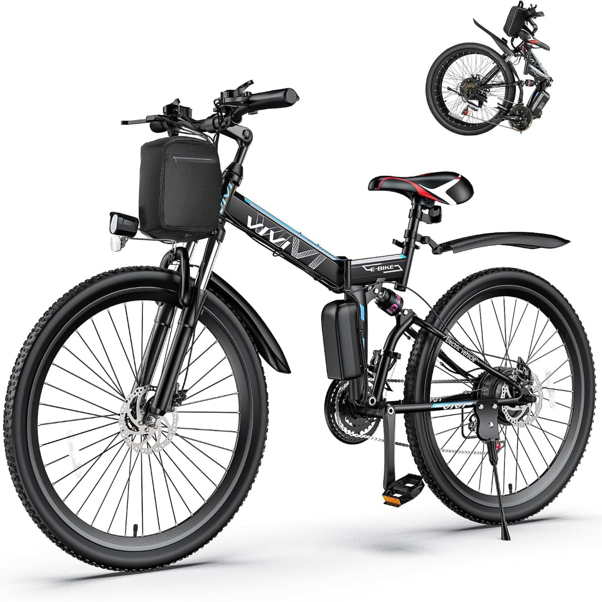 Electric Bike for Adults, 1000W Peak Folding Electric Mountain Bike 26'' Commuter Ebike 19.8 MPH Foldable Ebike Adult Electric Bicycles with Battery, Dual Shock Absorber, SGS Certified to UL2849