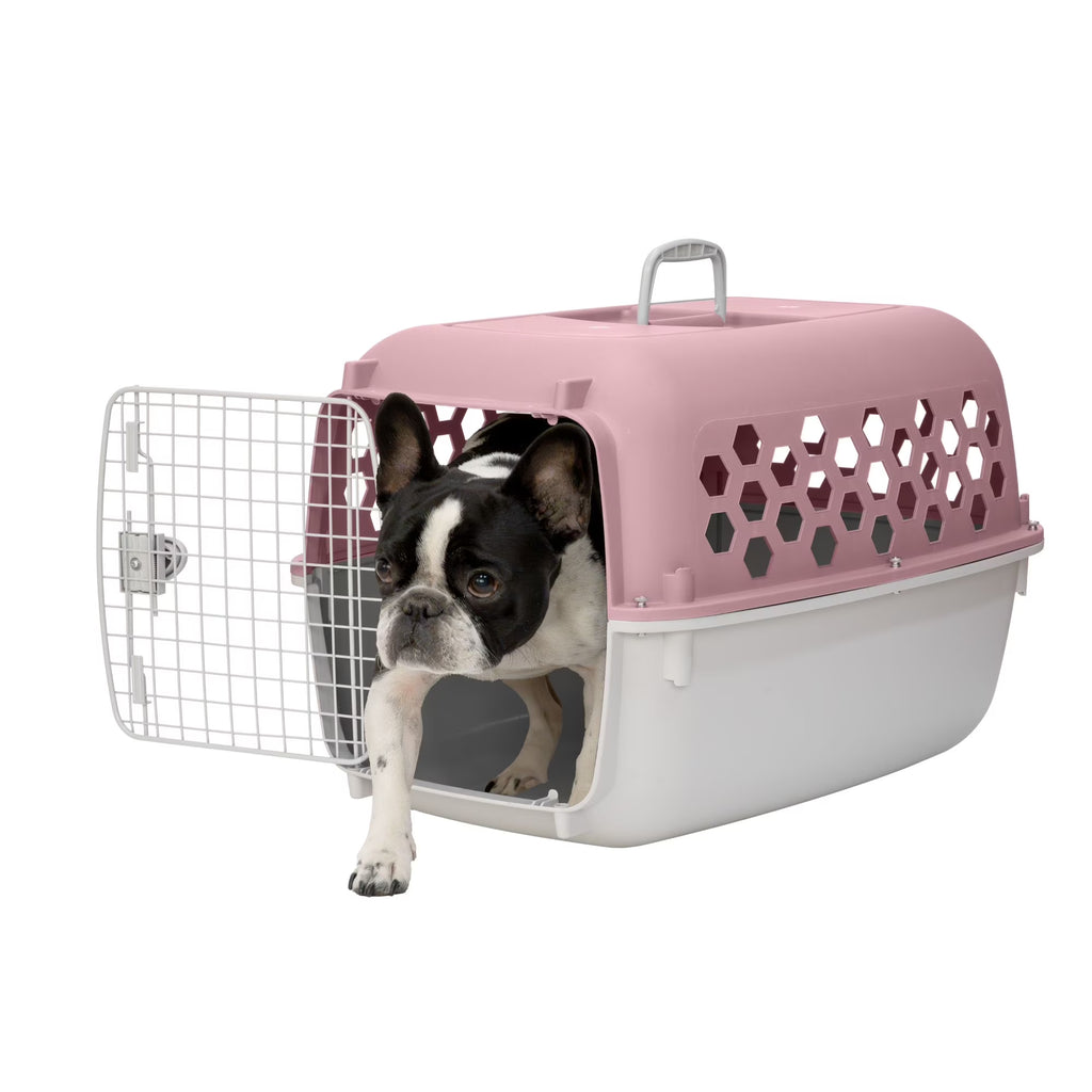 26" Plastic Portable Kennel for Dogs, Pink