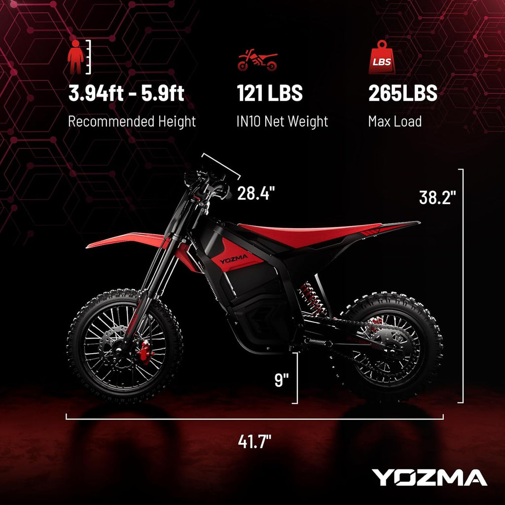 IN10 Off-Road Electric Mini Dirt Bike for Teens & Adults, 2600W Electric-Motorcycle with 1123.2AH Removable Battery Ebike, Dual Hydraulic Brakes and Suspensions Mountain E Dirt Bike