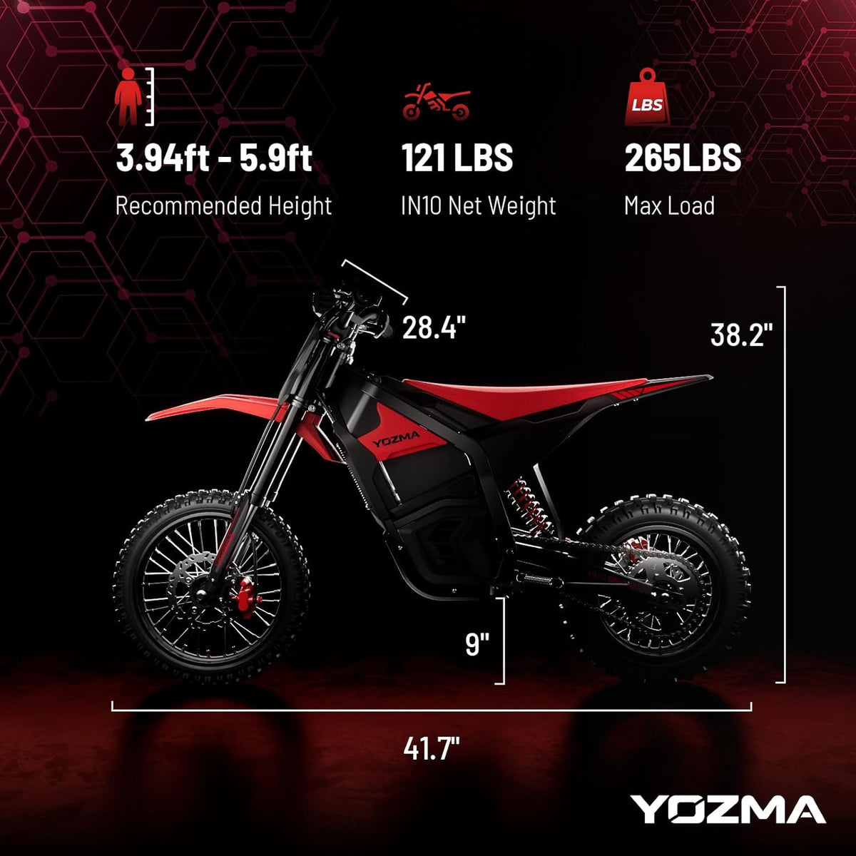 IN10 Off-Road Electric Mini Dirt Bike for Teens & Adults, 2600W Electric-Motorcycle with 1123.2AH Removable Battery Ebike, Dual Hydraulic Brakes and Suspensions Mountain E Dirt Bike