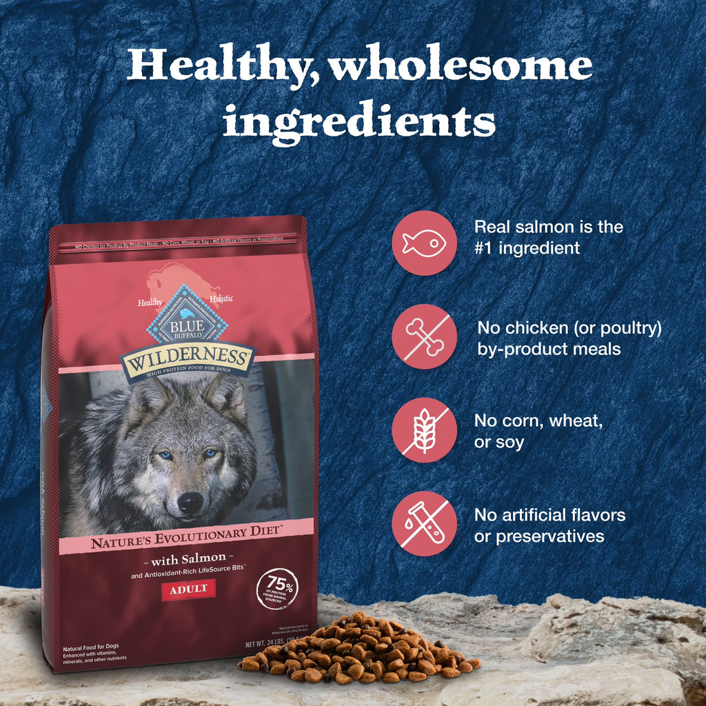 Wilderness Natural High-Protein Adult Dog Dry Food, Salmon Recipe, 24 Lb.