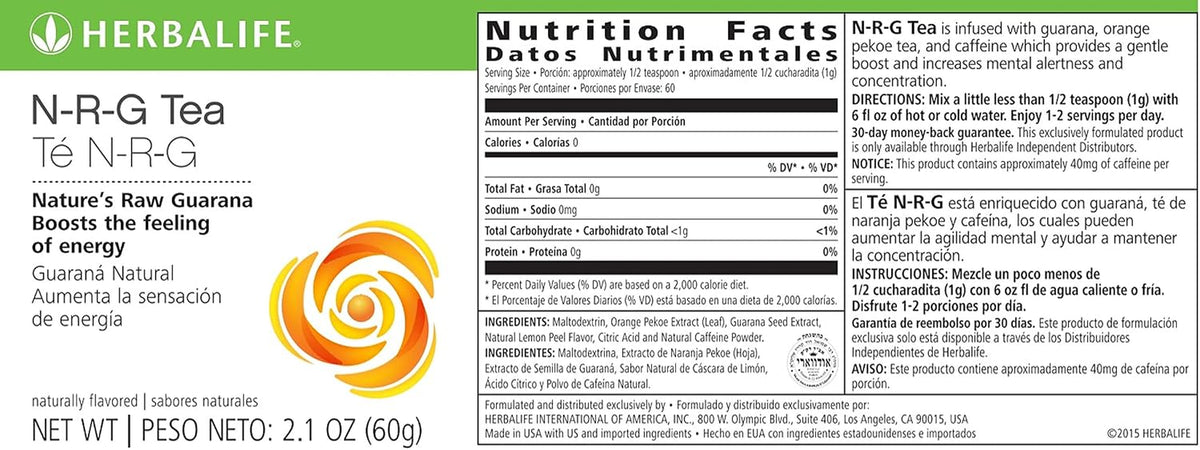 NRG NATURE'S RAW GUARANA POWDER TEA 2.1 OZ