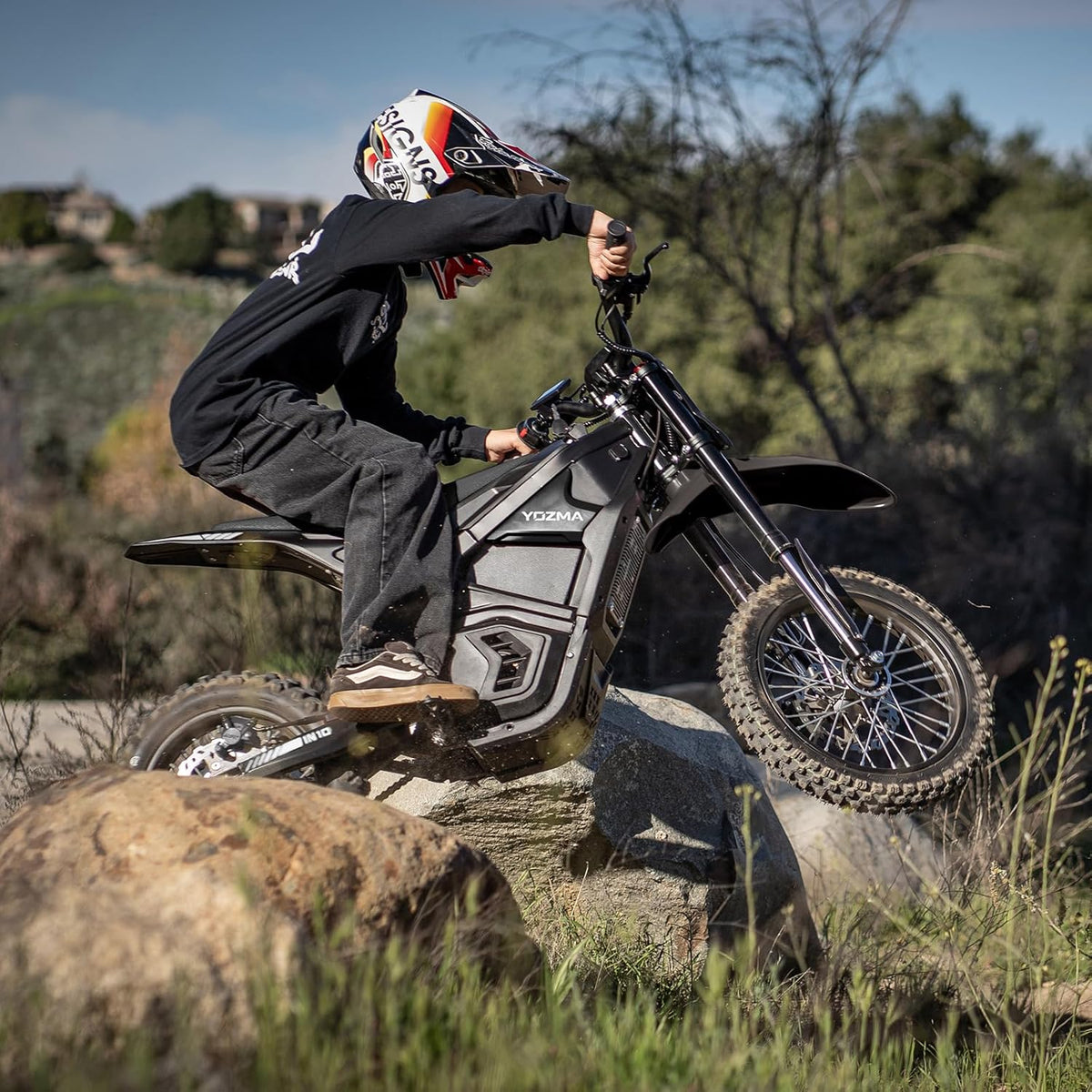 IN10 Electric Dirt Bike, 2600W 40MPH Electric-Motorcycle with 48V/23AH Battery Ebike, Full Hydraulic Brakes and Suspensions Mountain Off-Road E Dirt Bike, for Teens & Adults (Shadow Black)