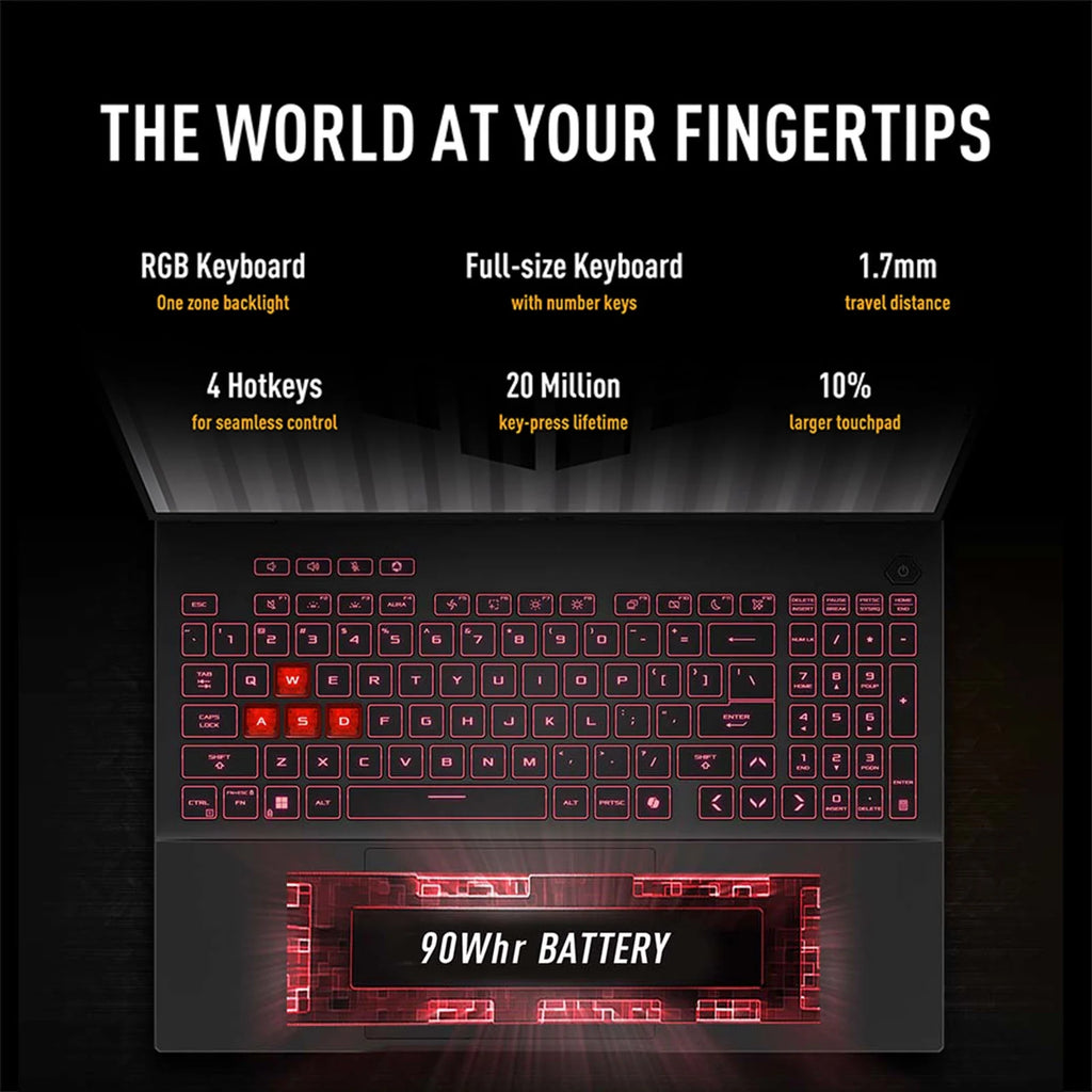 TUF Gaming Laptop A18 Inch - NVIDIA RTX 5060 - AMD Ryzen 7 260 Beat I9-13905H - 18" WUXGA Display 144Hz - 32GB RAM - 2TB Pcie SSD -RGB Backlit Keyboard - Thunderbolt 4 - FHD Camera - Windows 11