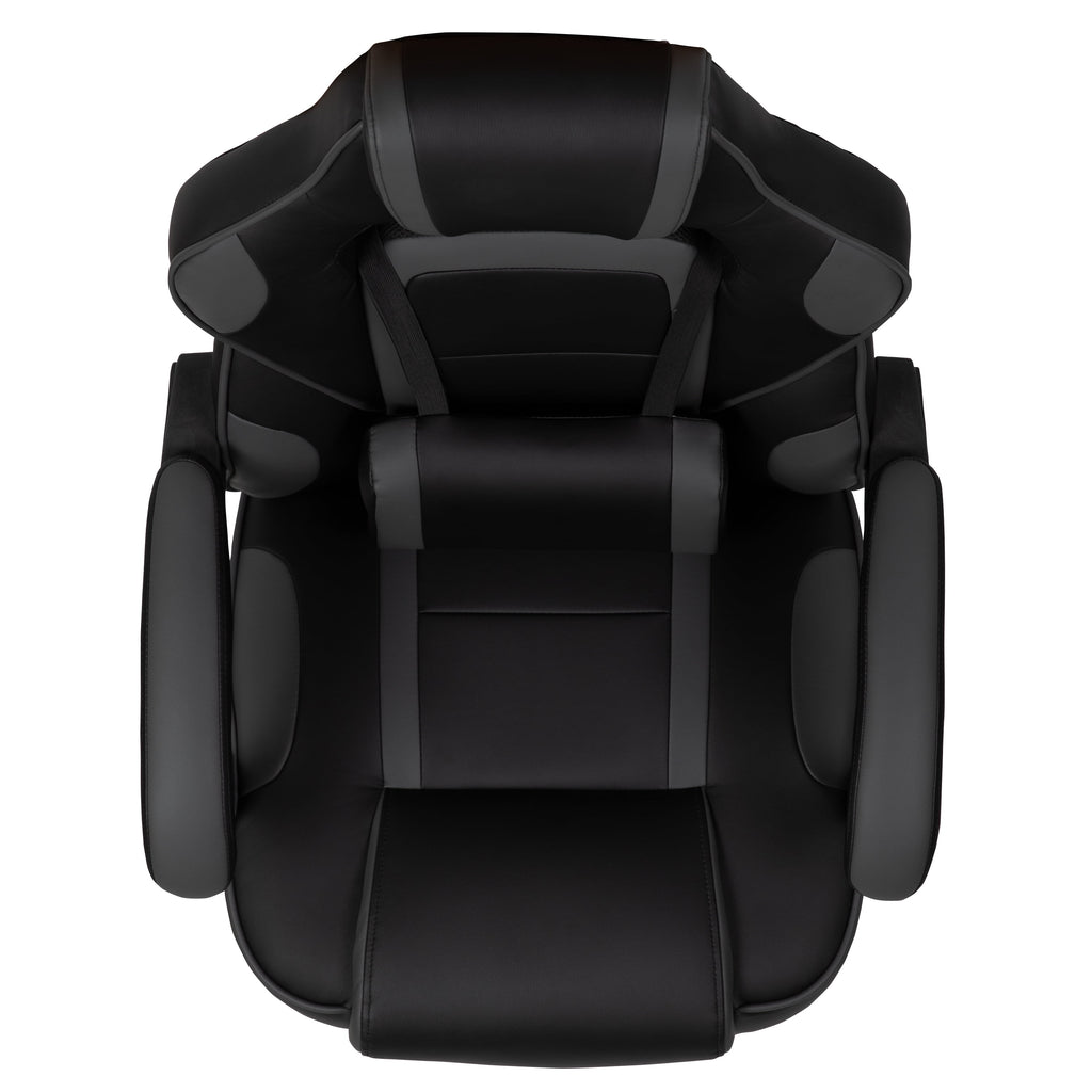 Black/Gray Ergonomic Gaming Chair -Recline Back/Arms, Footrest, Massaging Lumbar
