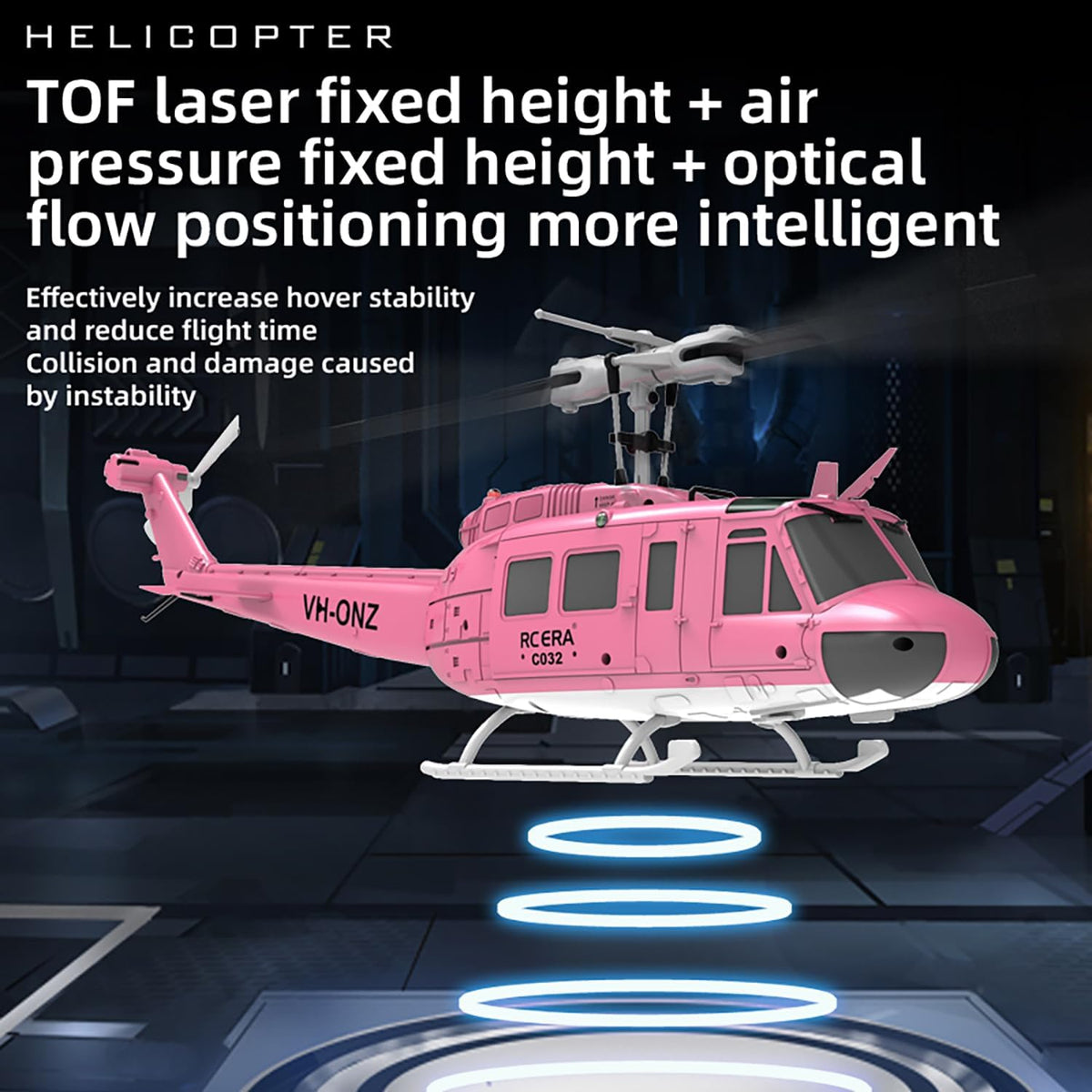 315MM UH-1 Remote Control Helicopter Aircraft for Adults Expert 6CH C032 RC Heli Maintain Altitude Brushless Motor/Optical Flow Positioning/Fly Upside down 3D Rolling (RTF Yellow 2Battery)