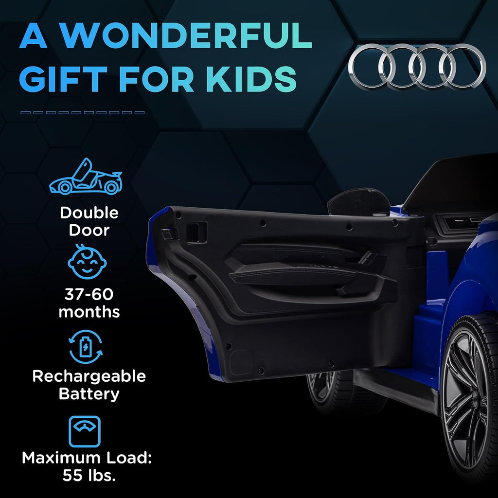 Licensed Audi RS E-Tron GT 12V Ride on Car Truck for Kids Dark Blue | Electric Car Ride on Vehicle, W/Parent Remote Control, Music, Lights, for Toddlers