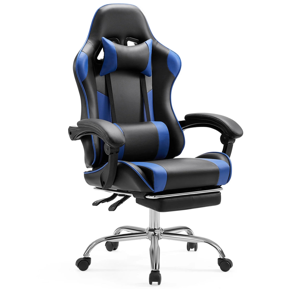 Gaming Chair with Headrest and Lumbar Pillow, Ergonomic Blue