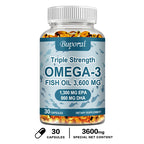 Omega 3 Fish Oil - for Nervous System, Skin and Hair Health, Antioxidants - Easy to Swallow