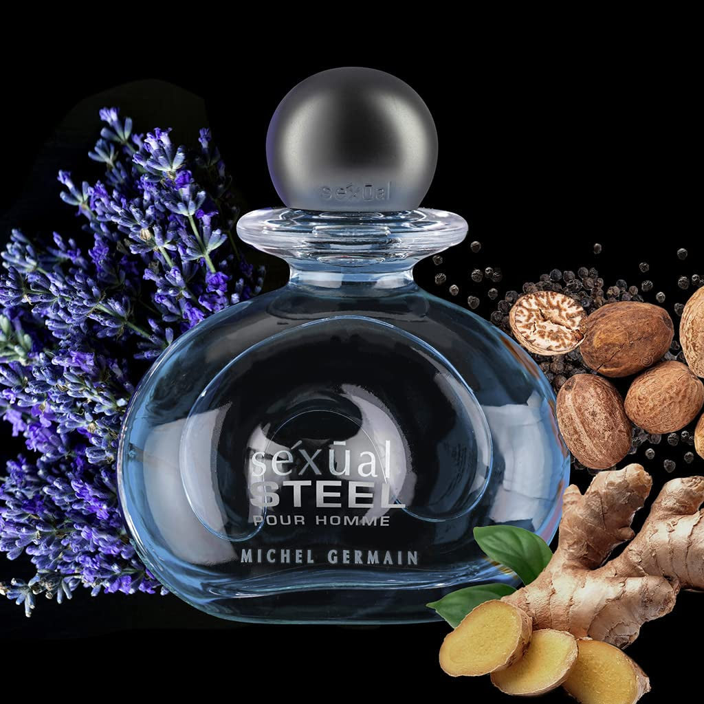 Sexual Steel Pour Homme Eau De Toilette Spray Men'S Cologne, Top Notes of Ginger, Bergamot, Rhubarb Leaves, Charismatic & Intense Gift for Him, 2.5 Fl Oz