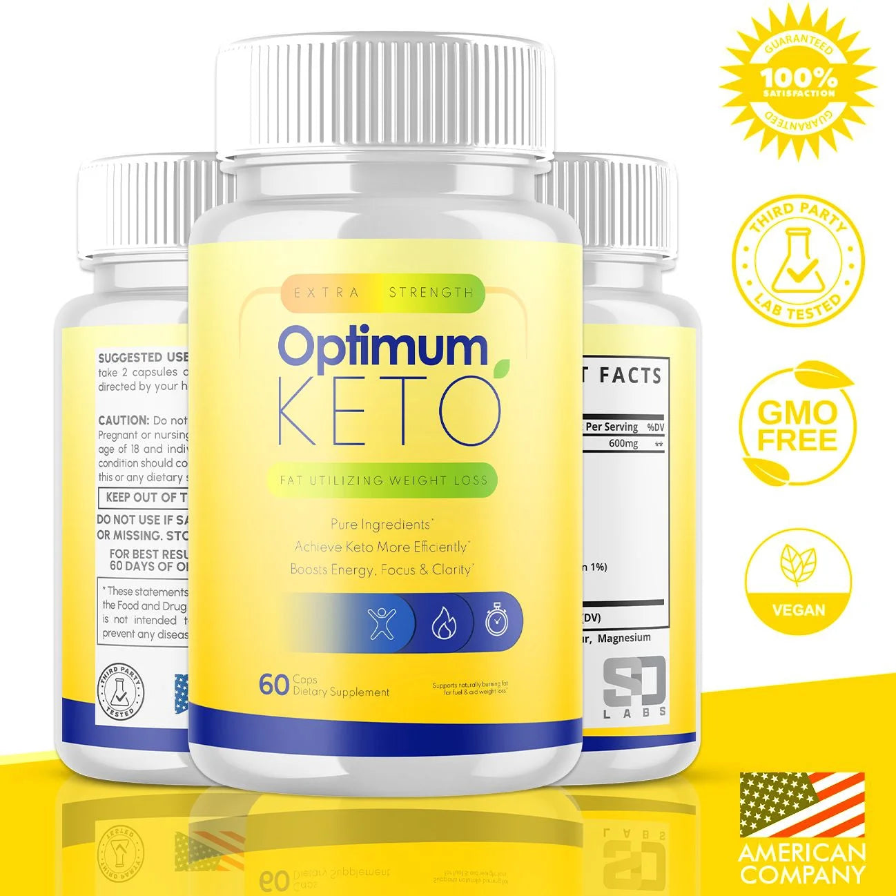 (5 Pack) Optimum Keto - Supplement for Weight Loss - Energy & Focus Boosting Dietary Supplements for Weight Management & Metabolism - Advanced Fat Burn Raspberry Ketones Pills - 300 Capsules