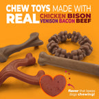 Strong Chew Dog Toys, Dog Chew Toys, Made with Real Bacon, Beef, & Chicken, Large, 4 Pack