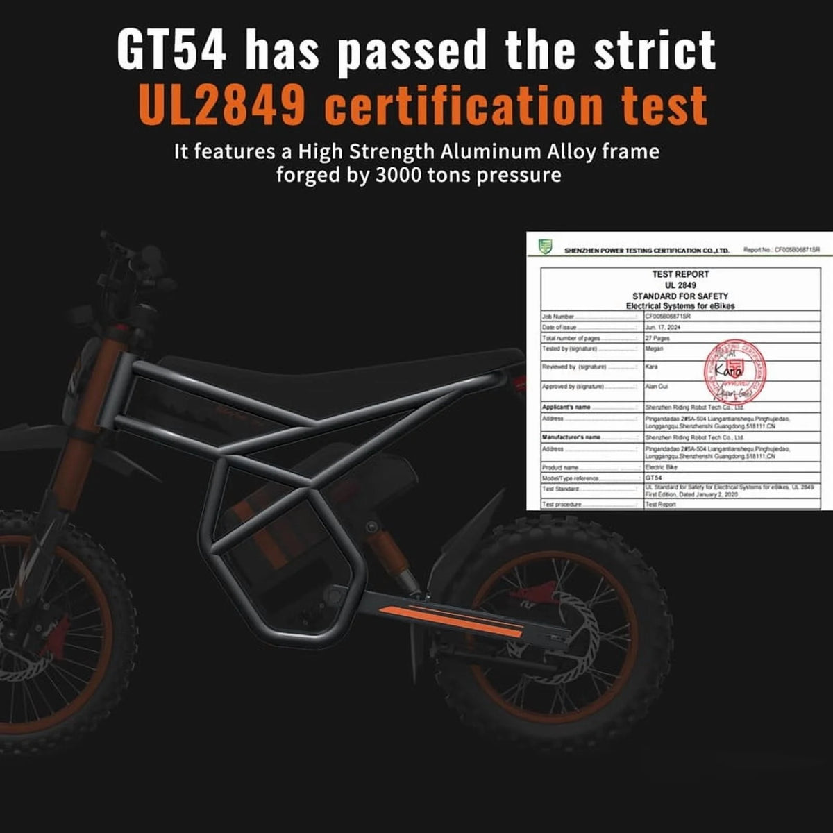 GT54 Electric Dirt Bike for Teens Adults,48V 27AH 37MPH Ebike with 14"/12" Motorcycle Tire,2000W Dual Hydraulic Brakes E Mountain Bike Off-Road UL2849